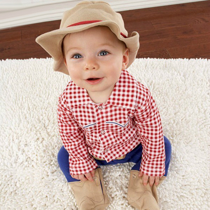 Plaid Romper with Hat